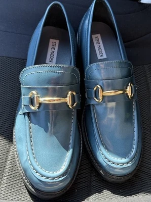 Steve Madden Women's  Blue Patent Horsebit Mistor Loafer Sz 10 - Image 1 of 4