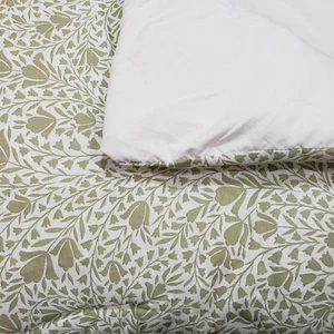 Threshold Comforter King White Printed Green Floral Leaves Cotton Blend 108x94 - Picture 1 of 13