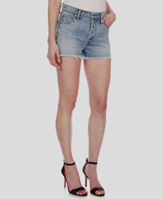 $99 Lucky Brand Women's Blue Floral Embroidered Denim Jean Shorts Size 6 - Image 1 of 2