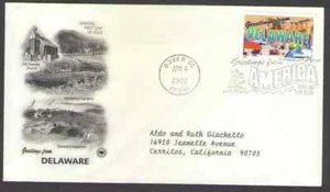 US. 3568. 34c. Delaware, Greetings From America. Artcraft FDC. 2002 - Picture 1 of 1