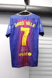 David Villa Spain Barcelona Signed Autograph Jersey Large - Picture 1 of 4