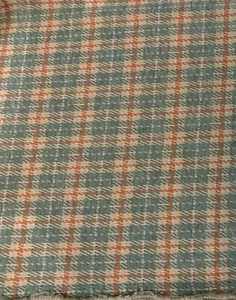 1 yard Vintage PLAID POLYESTER FABRIC Green/Butterscotch/Beige 62" wide - Picture 1 of 2