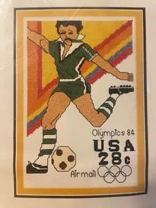 Olympic Soccer Cross Stitch Kit~ Kappie Originals~ 1984 Postal Stamp~ SHIPS FREE - Picture 1 of 3