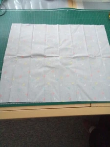 polycotton fabric. Grey check with multico!oured swallows. 45x55cms - Picture 1 of 5