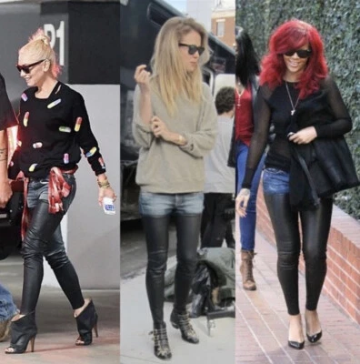 Pantalones de mezclilla de cuero R13 Bedford $945 Lindsay Lohan Rihanna Gwen Stefani Foto 1 de 4