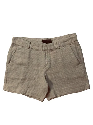 Pantalones Cortos Banana Republic Mujer Chino Talla 2 Blanco Tostado Bolsillos Geométricos Lino Foto 1 de 4