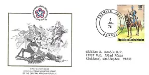 CENTRAL AFRICAN REPUBLIC 1976 FIRST DAY COVER, AMERICAN BICENTENNIAL  - Picture 1 of 2