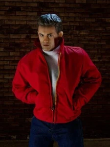 Herren Red Rebel Without a Cause James Dean Stark Red Baumwolle Slim Fit Biker Jacke - Bild 1 von 11