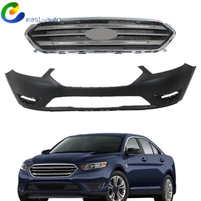 适用于 2013 - 2019 年福特金牛座前保险杠盖底漆和格栅总成铬烤架 — 第 1/4 张图片