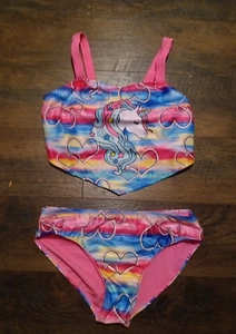 NWT Unicorn Heart Bikini Tankini Wonder Nation Girls XL 14-16 Swimsuit - Picture 1 of 6