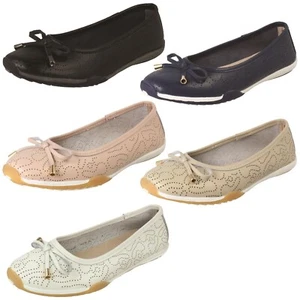 Ladies F8R0572 By Down To Earth Flat Ballerina Leather Shoes Retail Price £26.99 - Picture 1 of 18