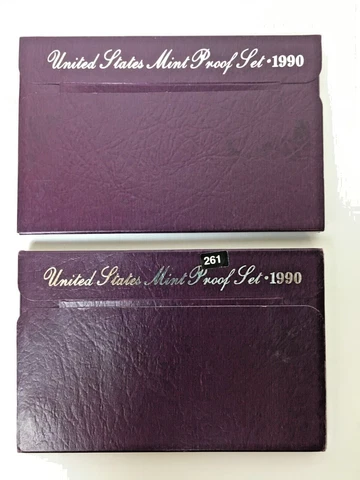 (2 lot) *US MINT* unc. 10 coins o.g.p. "1990 PROOF SETS" Cover