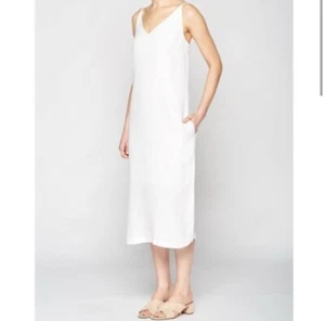 Brochu Walker Vittoria Cami Linen Midi Dress Strapless Cottage White Womens Sz M - Picture 1 of 10