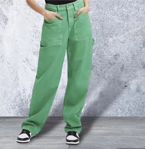 Good American Good 90s Womens Straight Loose Green Carpenter Jeans 36x32 - Picture 1 of 12