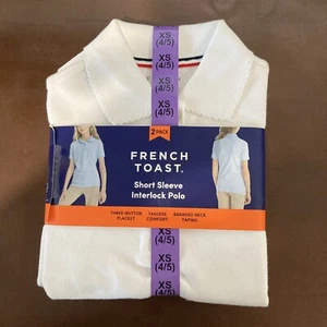 XS Girls 4/5 French Toast Short Sleeves Picot Polo Shirt 2 Pack - Picture 1 of 2
