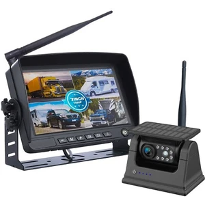 7" Quad DVR Monitor Wireless Magnetic Battery Hitch Solar Reversing Camera 1080P - Picture 1 of 24