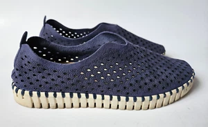 Ilse Jacobsen Tulip 139 Slip On Sneakers Flats Navy Blue Perforated 39 9 - Picture 1 of 7