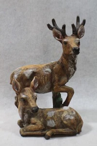 Figurine ancienne résine cerf buck/biche décor jardin 9,5 pouces T - Photo 1 sur 5