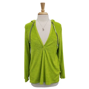 Soft Surroundings Coverup Womens Size PM Lime Green Hooded Terry Cloth Beach - Picture 1 of 14