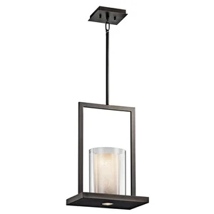 Kichler Triad 42549 Olde Bronze Hanging Pendant with Downlight & Glass Shade - Picture 1 of 3