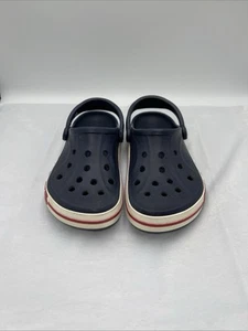 Crocs Crocband Bayaband Clogs Navy Blue Red Stripe Unisex Mens 4 Womens 6 - Picture 1 of 7