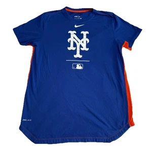New York Mets Nike Dri-Fit T-Shirt Men’s Athletic Cut Blue Orange Large - Picture 1 of 7