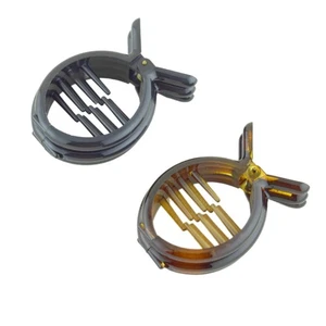2 PCS French Hair Clips, Round Inner Teeth, Tortoise Shell, Black, Cellulose - Picture 1 of 9
