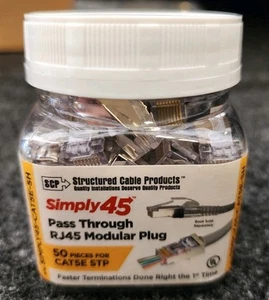 Simply45 S45-1550 Pass-Through RJ45 Modular Plug (50 pieces) - Picture 1 of 3