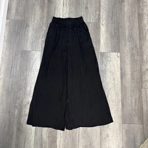 MNG by Mango Women’s Black Wide Leg Pants Relaxed Pockets Elastic Waist Size XS - Picture 1 of 5