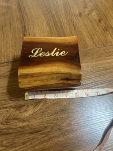 Vintage 1990 Leslie Inscribed Real Wood Jewelry Box, Gifts For Leslie People - Picture 1 of 4
