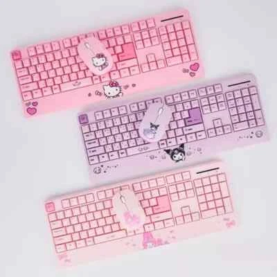 Sanrio Hello Kitty Kuromi My Melody Palm-Rest Wireless Keyboard & Mouse-EXPRESS - Image 1 of 4
