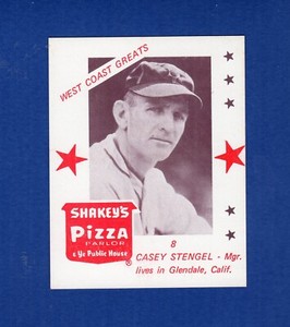 #8 CASEY STENGEL, Dodgers HOF | 1975 Shakeys Pizza WEST COAST GREATS EX/NM ~ B
