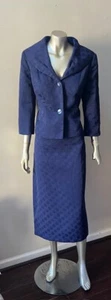Polka Dot Shadow print 2 Piece Long Ankle skirt Navy Blue Set Suit 8 - Picture 1 of 5