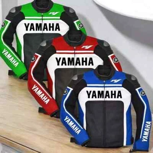 Yamaha Motorbike Cowhide Leather Jacket Motorcycle Sports Racing Leather Jackets - Picture 1 of 19