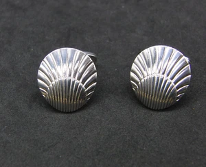 GEORG JENSEN 66 Vintage Sterling Silber 925 Jakobsmuschel Muschel Dänemark Manschettenknöpfe - Bild 1 von 4