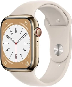 SEALED/NEW Apple Watch 8 45mm Gold Stainless GPS&CELL Starlight Band S/M UNLOCK - Picture 1 of 10