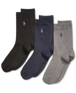 NWOT Polo Ralph Lauren Boys 3 Packs Multi Supersoft Solid Crew Socks 4-7 pno1721 - Picture 1 of 1