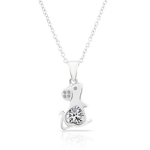 "Collar colgante de plata esterlina 925 mini ratón circonial de 16"" 18" - Imagen 1 de 10