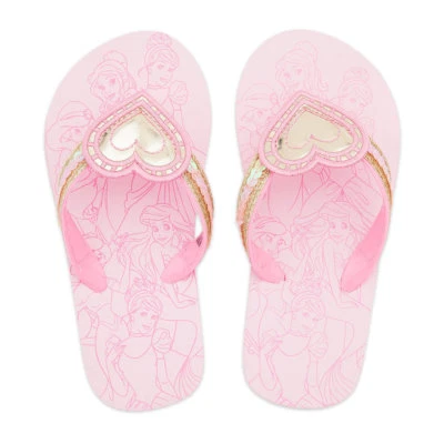 NWT Disney Store Cinderella Belle Jasmine Princess Flip Flops Sandals Shoes  - Image 1 of 3
