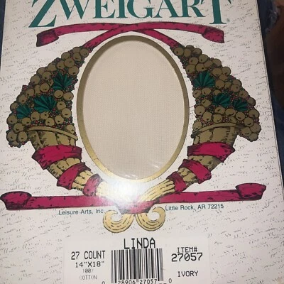 Zweigart 27 Count Cross Stitch Fabric Linda Ivory Cotton 14"x18" #27057 NEW - Image 1 of 2