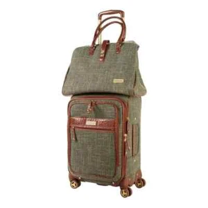 *Samantha Brown Vintage 2-Piece Tweed Luggage Set - Olive Green - Picture 1 of 10