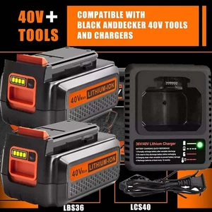 40V 3.6Ah for Black Decker 40 Volt Max Lithium Battery / Charger LBXR36 LBX2040 - Picture 1 of 13