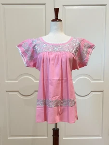 Sandra Blouse From San Antonino Oaxaca mexico. Artisan Top, Boho, short sleeve. - Picture 1 of 6