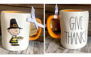 TAZZA CAFFÈ RAE DUNN CHARLIE MARRONE RINGRAZIAMENTI TÈ CALDO CACAO ARACHIDI - Foto 1 di 3