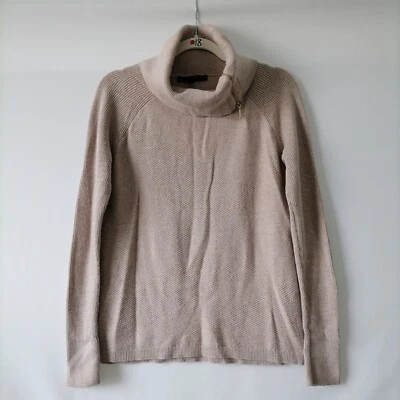 White House Black Market Womens Oatmeal Turtleneck Ribbed Sweater Size L - Image 1 of 4