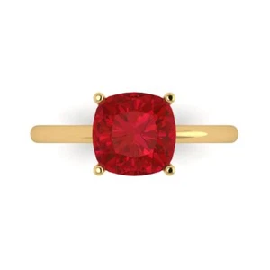 2.5 tcw Cushion Cut Engagement Ring for Women, 14K Yellow Gold Ruby Promise Ring - Picture 1 of 11