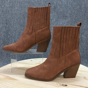H by Halston Boots Womens 11 Charlotte Square Toe Ankle Booties Heels Brown NEW - Picture 1 of 17