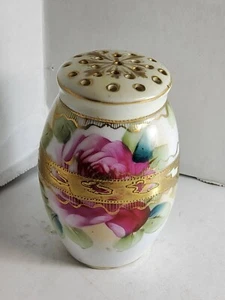 Antique Nippon Hand Painted Hatpin/Shaker Porcelain Holder - 4 1/4"  - Picture 1 of 12
