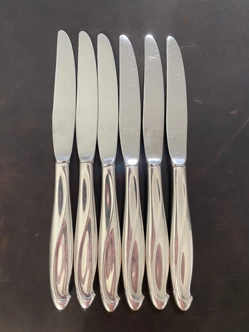 Set of 6 Reed & Barton Sterling SILVER SCULPTURE Place Knives | Free Shipping Cover