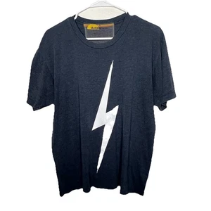 Aviator Nation Women's Large Lightning Bolt Cropped Tee T-Shirt Charcoal Gray W1 - Picture 1 of 4
